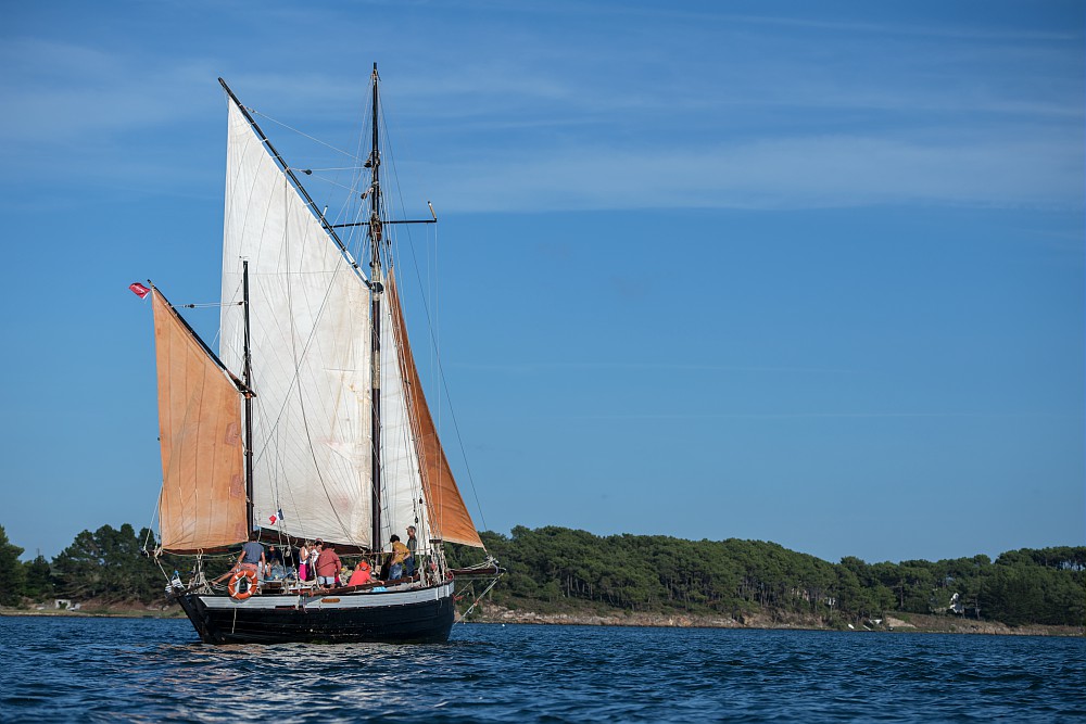 Voilier en mer avec des touristes - Baie de Quiberon